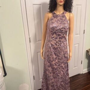 Elegant Purple Sequin Evening Gown